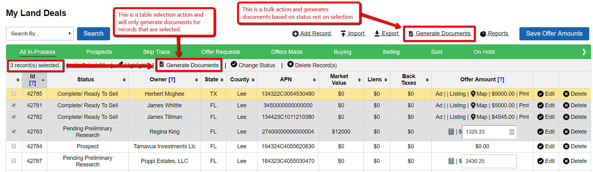 Bulk Actions vs. Select Record Actions
