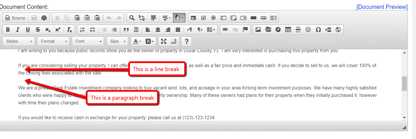 Creating Line Breaks and Paragraph Breaks with The HTML Editor