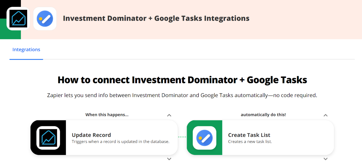 Zapier: How To Connect Google Tasks To The Investment Dominator