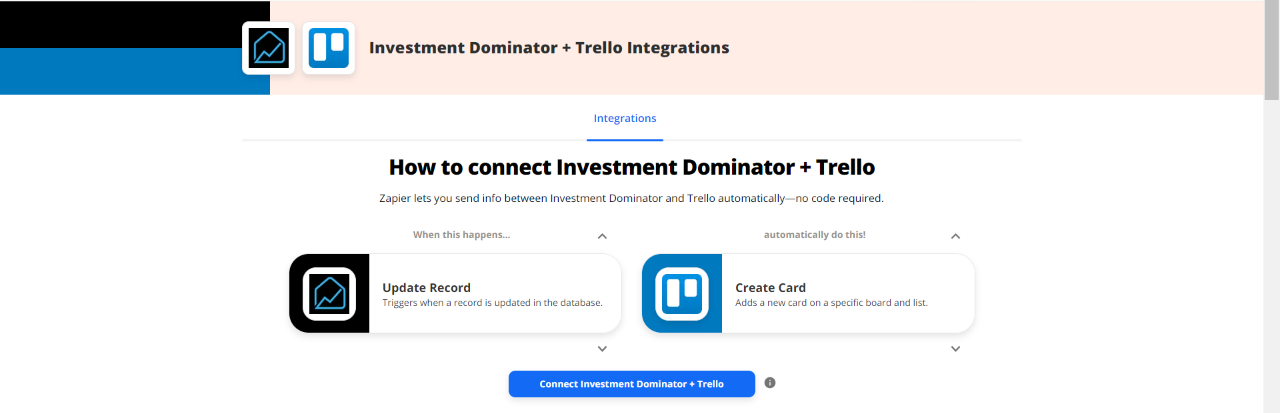 Zapier: How To Connect The Investment Dominator To Trello