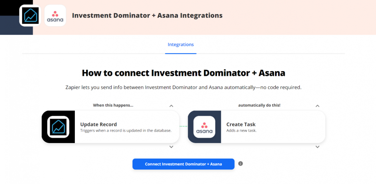 Zapier: How To Connect Asana To The Investment Dominator