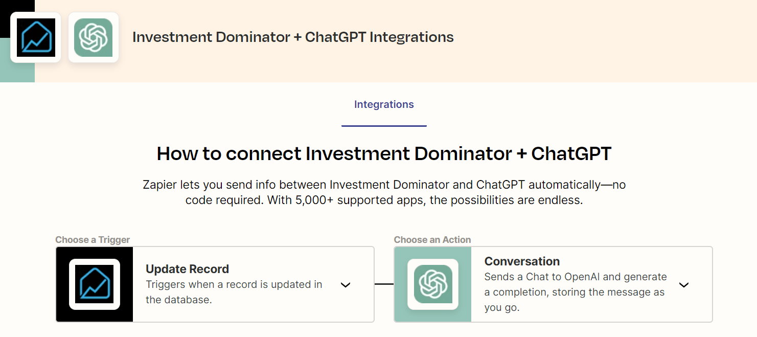 Zapier: How To Connect The Investment Dominator To ChatGPT